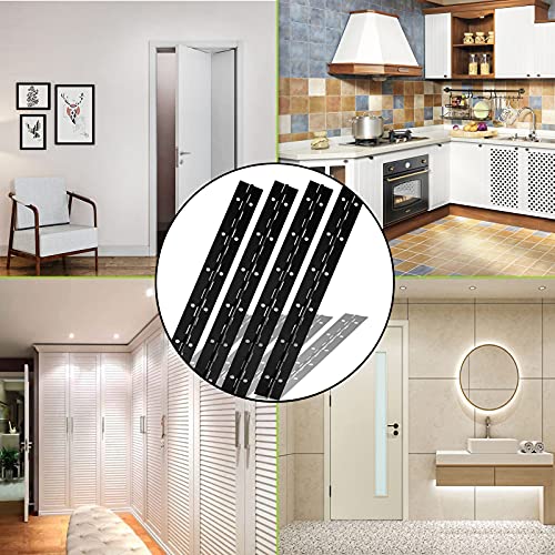 Ephech 4Pcs 12Inch Black Continuous &Piano Hinge, Heavy Duty Stainless Steel 304 Continuous Hinges Piano Boat Hinges, 0.04" Thickness Folding Cabinet Door Butt Hinge #TOP5