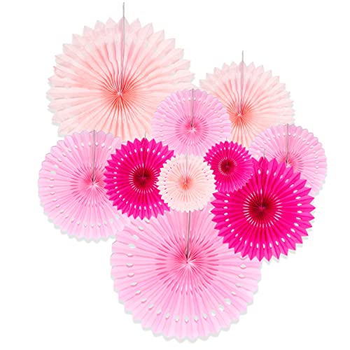 Himeand Ensemble d'éventuels boules en nid d'abeille Himeland Rosace Papier, Décoration de Baptême Rose, Deco Communion Eventail pour Mariage Anniversaire Fête Baby Shower Baptême Maison,Lot de 10