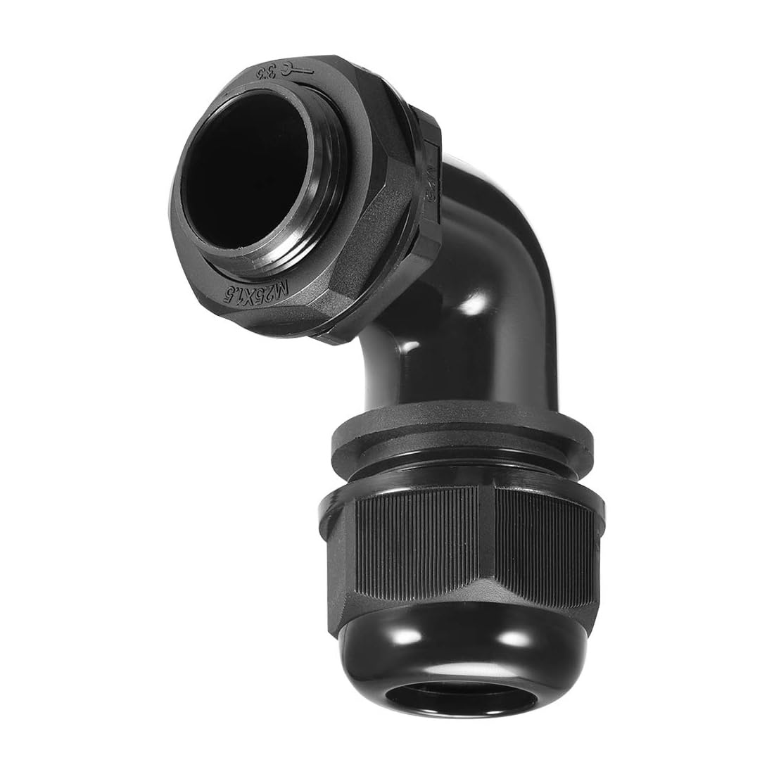 Unifizz 2 Pcs M25 Cable Gland, 90 Degree Adjustable 6-10mm Bend Protection, Nylon Cord Connector with Locknut and Gasket
