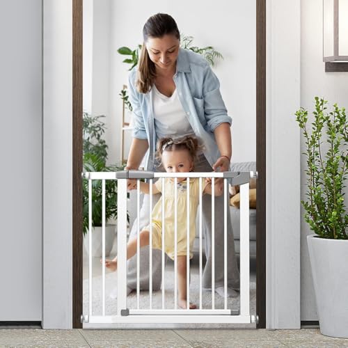 Image of StarAndDaisy Baby Safety Gate for Kids Home Stair Barricade Door with Two Way Auto Close, No Dril Required Retractable Door with Adjustable Linkage Lock
