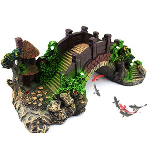 Calayu Décoration d'aquarium en polyrésine Rockery Pont de l'arbre décoratif pour aquarium 14,5 x 5,5 x 6 cm