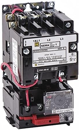 Square D NEMA Magnetic Motor Starter, 120VAC Coil Volts, Overload Relay Amp Setting: 9 to 27A