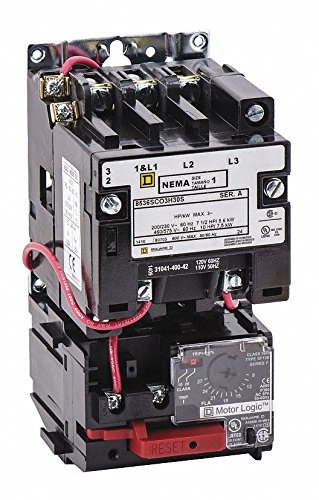 Square D NEMA Magnetic Motor Starter, 120VAC Coil Volts, Overload Relay Amp Setting: 9 to 27A