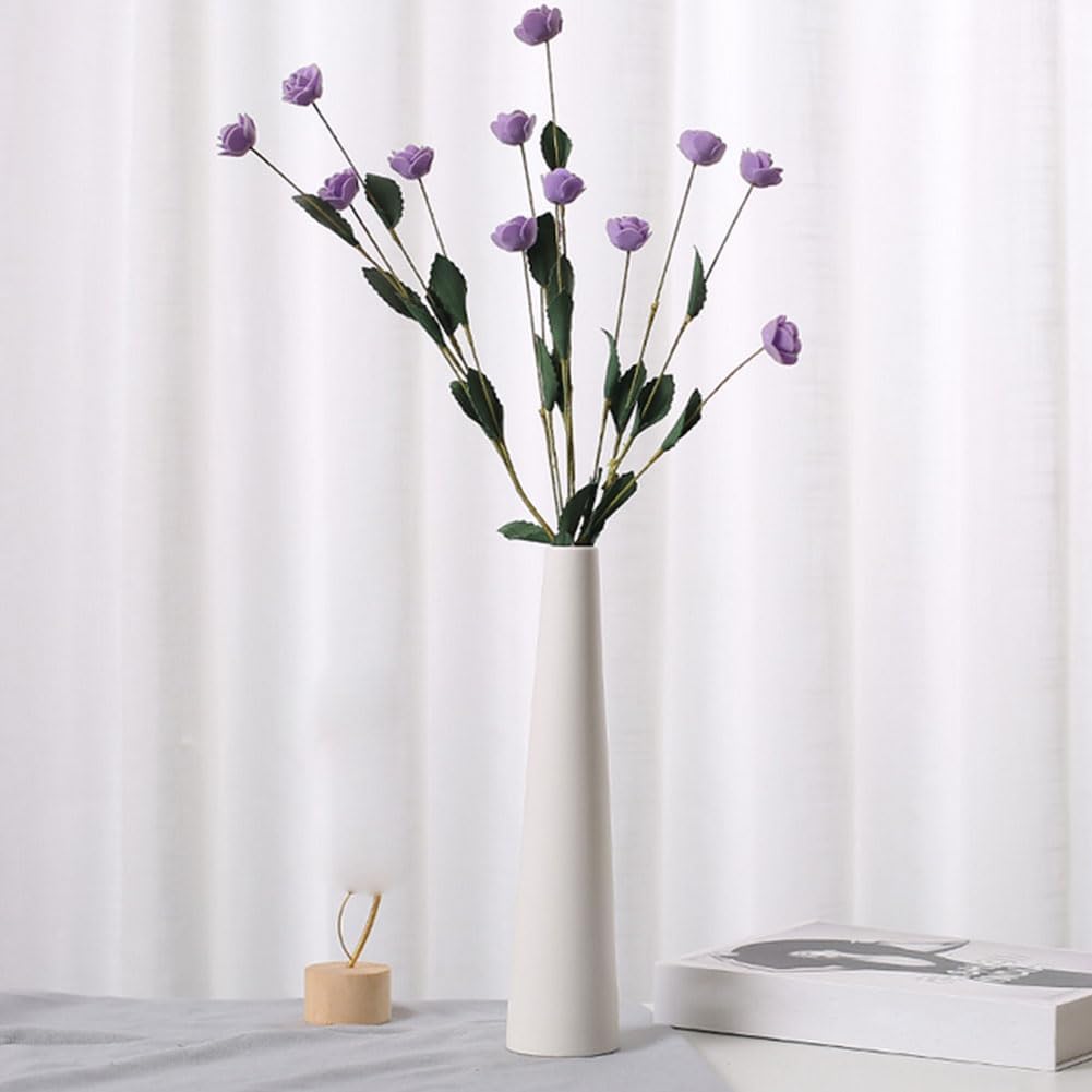 Small Ceramic Bud Vase Tall Conic Flower Single Stem Vase Black Vase Home Decorative Floral Centerpiece for Wedding and Office (White) - Image 4