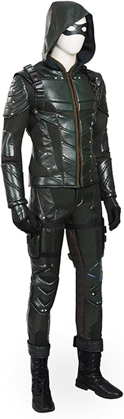 Men Green Costume Jacket Pant Battle Uniform Pu Leather Archer Oliver Queen Costume Halloween Outfits - Image 3