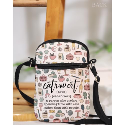 MAOFAED Catrovert Definition Crossbody Bag, Gift for Cat Lover, Cat Mom Gift, Catsitter Gifts, Pet Owner Gifts(catrovert)4