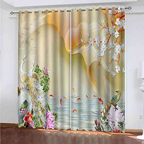 Insonorisation rideau occultant paon étang lotus 264x160 cm - 2
