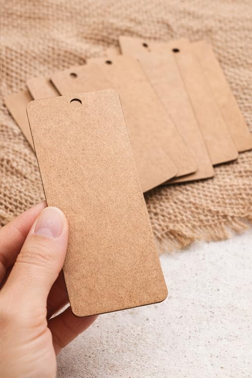 Image of MDF Bookmark Cutouts for Craft - Set of 30 (4x10cm) Plain Wood Sheet Blanks for Painting, Resin Art, Decoupage & DIY School Projects | Rectangular Wooden Tags for Kids & Professional Artists