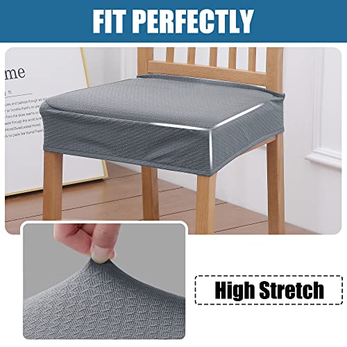 Smiry Stretch Jacquard Seat Covers For Dining Chairs, 4 Pack Washable Dining Chair Cover Dining Room Chair Seat Covers, Grey #TOP2
