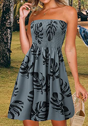 Image of Zyyfly Strapless Dress for Women Summer Beach Boho Smocked Tube Top Dress