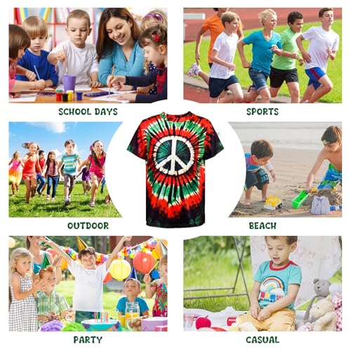Image of Boys Tie Dye Shirts 3-12 Years Hippies Crewneck Kids Short Sleeve Tee