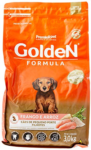 Ração Golden Fórmula Mini Bits para Cães Filhotes de Pequeno Porte Sabor Frango e Arroz, 3kg Premier Pet Para Todas Pequeno Filhotes,