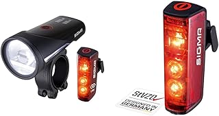 SIGMA SPORT Fahrradlicht Set Aura 100 USB/Blaze Link & Blaze | LED Fahrradlicht | StVZO zugelassenes, akkubetriebenes Rücklicht mit Bremslicht, Rear