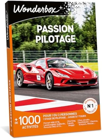 Wonderbox – Coffret cadeau pour homme - PASSION PILOTAGE – 1930 stages de pilotage Ferrari, Lamborghini, Porsche, rallye, karting, drift moto pour 1 à 3 personnes Multicolore Taille Unique