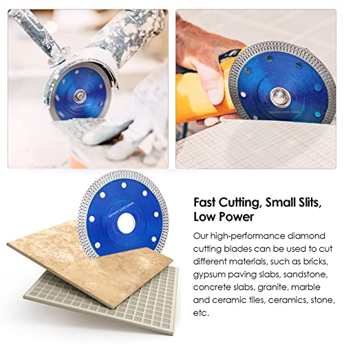 3PCS Diamond Saw Blades 115mm/4.5" Ultra Thin Cutting Disc for Angle Grinder Cutting Porcelain Tiles, 4.5" Wheel Disc Cut on Granite, Marble, Concrete, Tiles, Ceramics (Blue) 6 3PCS Diamond Saw Blades 115mm/4.5" Ultra Thin Cutting Disc for Angle Grinder Cutting Porcelain Tiles, 4.5" Wheel Disc Cut on Granite, Marble, Concrete, Tiles, Ceramics (Blue) - Image 6