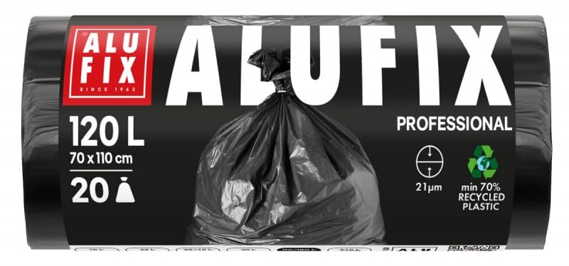 ALUFIX Economy Müllsäcke/LDPE/ 70x110cm/ 21 μm/ 120l x 20 Müllsäcke/ 15 rolle/schwarz