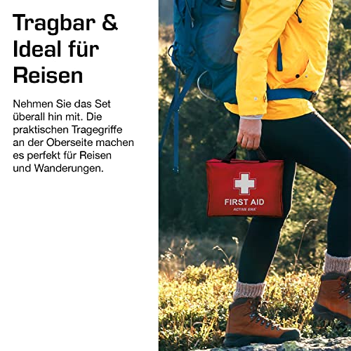 Active Era Erste Hilfe Set, 90-teilige Premium Erste Hilfe Tasche - Verbandskasten inkl. Sofort Kühlpacks, Augenspülung, Verbandsmaterial, Rettungsdecke für Zuhause, Büro - First Aid Kit ISO 13485