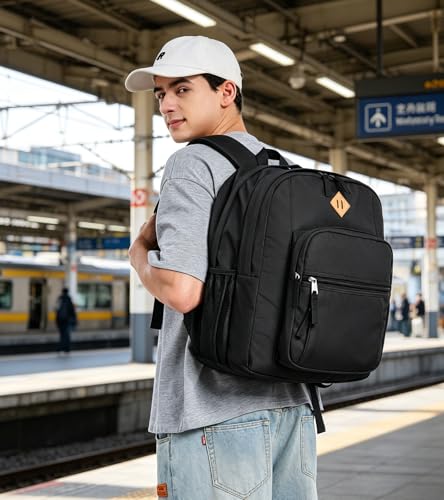 Image of abshoo Classical Basic Womens Travel Backpack For College Men Water Resistant Large Bookbag (Black)