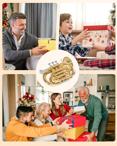 image for KORDOS Pocket Trumpet B Flat Quality Brass Bb Mini Trumpet with 7C Mou