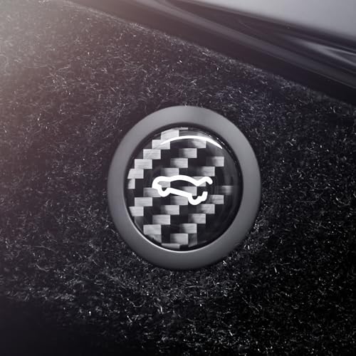 Image of BETTERHUMZ Rear Trunk Switch Sticker Compatible with Tesla Model 3 Highland 2024 Model Y Juniper 2025 2026 Carbon Fiber Liftgate Close Button Trim Interior Decor Accessories (Black)