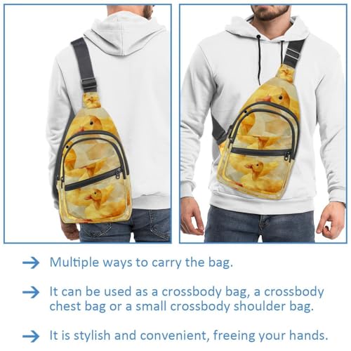 Mochila cruzada pequeña unisex multicolor 02 con estampado divertido de patos 3