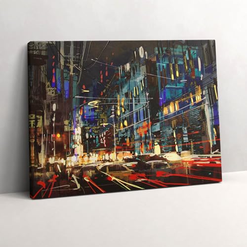 Peinture murale Ville la nuit Wallfluent - Évadez-vous avec ce Grand Tableau d'Art