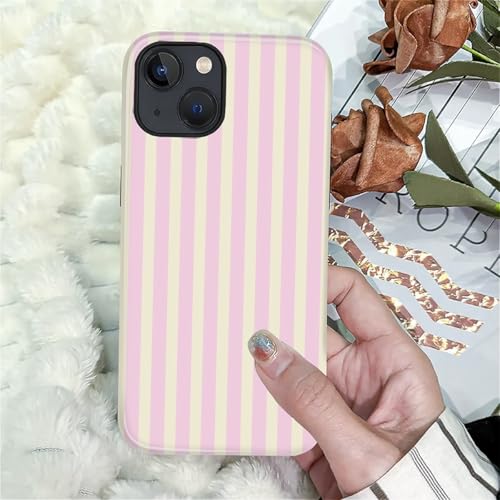 Coque iPhone 14 Plus jaune en silicone et PC rigide à motif rayures - 7