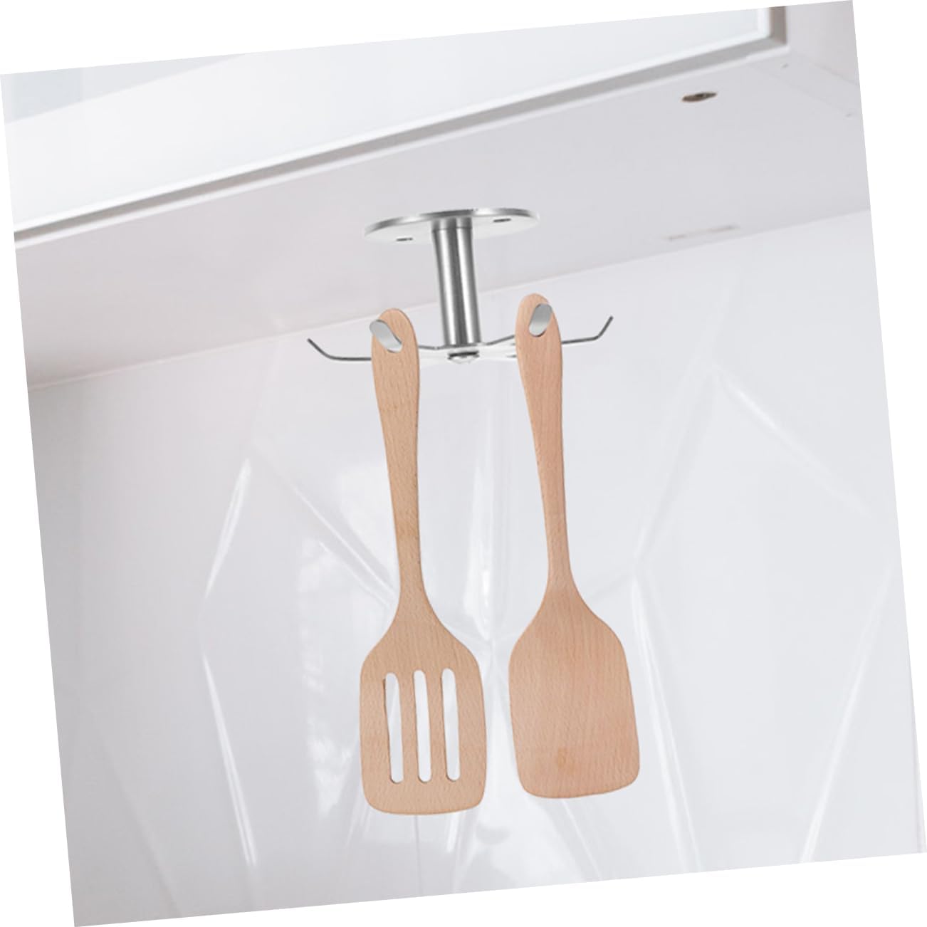 2pcs Stainless Steel Hooks Under Cabinet Hooks Rotating Design for Cooking Utensil Holder Cabinet Door Storage
