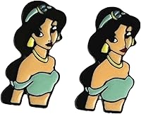 Vista 2 de Pendientes de Bella Durmiente Cenicienta La Bella y la Bestia Enredados Frozn Elsa Blancanieves Princesa Mulan Valiente, Mérida, Aladdin, Jasmine