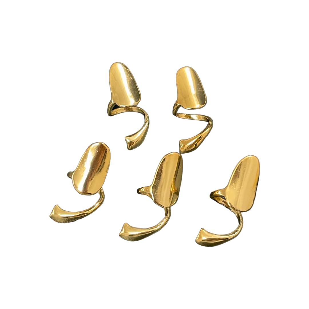 ishkaara set of 5 gold-plated metal adjustable nail ring | stylish finger nail ring for women & girls | finger tip opening rings | small round cut golden finger tip ring