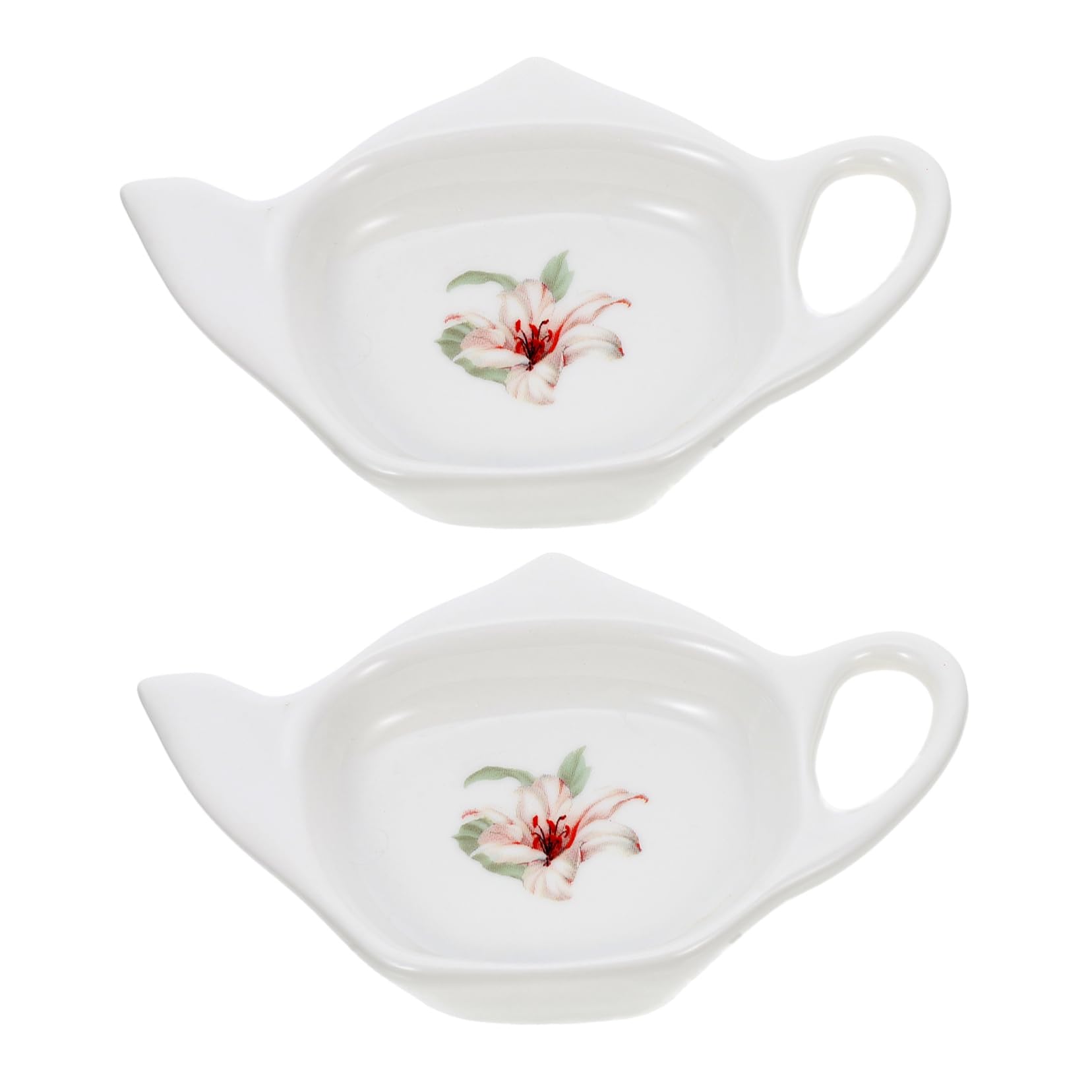 HOLIDYOYO 2Pcs Ceramic Tea Bag Holders Tea Dish Small Coaster Tray Offices and Home Decor