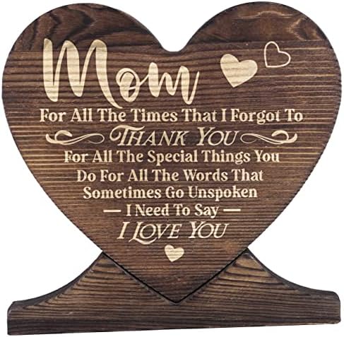 Gifts for Mom from Daughter/ Son Wood Signs Personalized, Gift Wood Plaque Heart for Mom's Birthday, Meaningful Gifts for Mom, Gifts Quote Wood Plaque Sign, Gift for Mom | Grandma | Woman