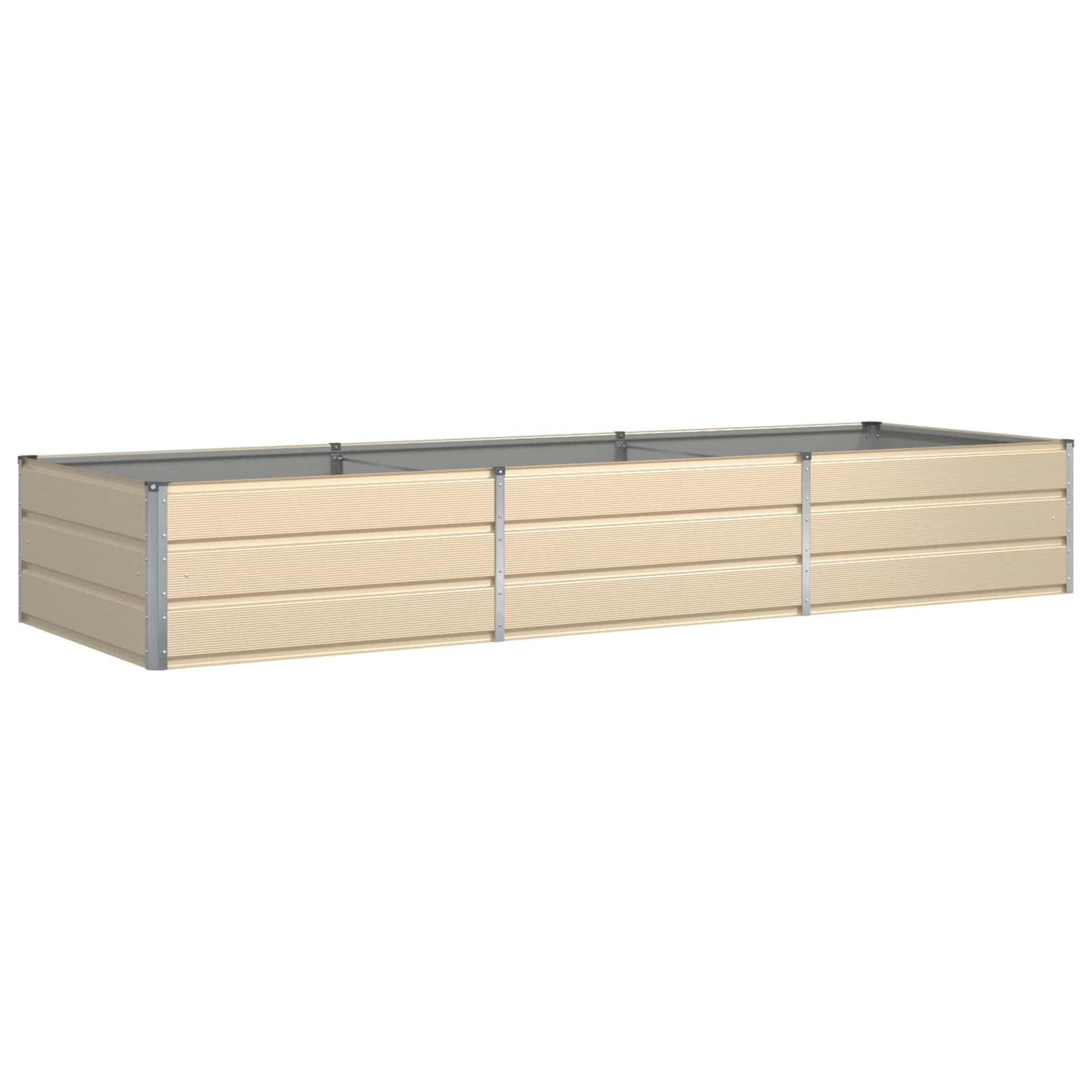 Macetero marfil 290 x 100 x 45 cm, bancal alto de acero galvanizado para jardín y terraza, gran jardinera impermeable para flores y hierbas, diseño moderno