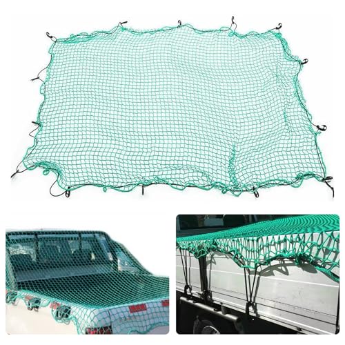 Cargo Net, 6.5 ft X 10 ft Cargo Nets for Pickup Truck Bed with 15 PCS Hooks & Elastic Rope Heavy Duty Cargo Netting for Snowmobile Truck-Safety Protection Anti-Fall TruckSafety Trailer Cover Net