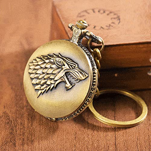 Image of AUGEN Premium Pocket Watch Metal Keychain Game Of Throne Retro Vintage for Gifting With Key Ring Anti-Rust (Pack Of 1)