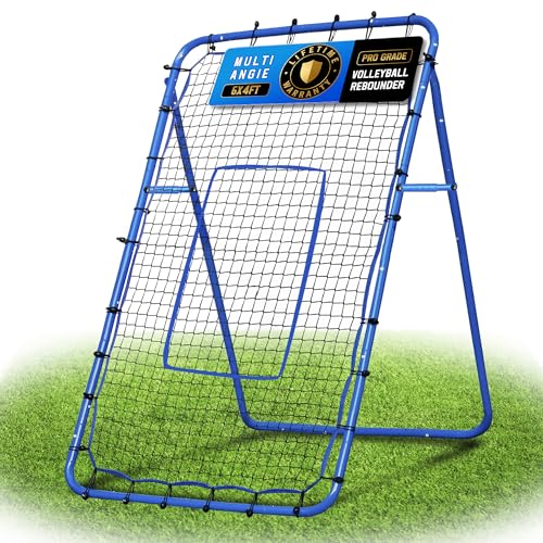 Lacrosse Rebound Net, 6x4ft Volleyball Rebounder for Backyard, Adjustable Angles Bounce Back Net with Target Strike Zone, Easy Quick Setup, Lacrosse Volleyball Baseball Softball and Soccer Training