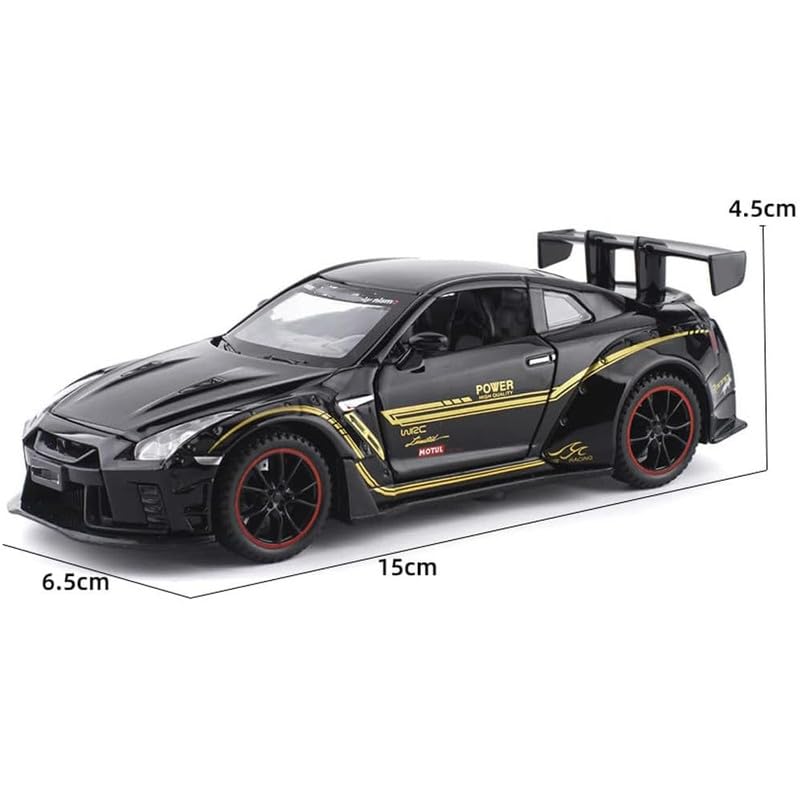 Image of Kids Model 1:32 Nessan R35 Die Cast Metal Car Pull Back Action Opening Doors with Realistic Engine Sound Lights Toy Car Gift for Boys - Multi