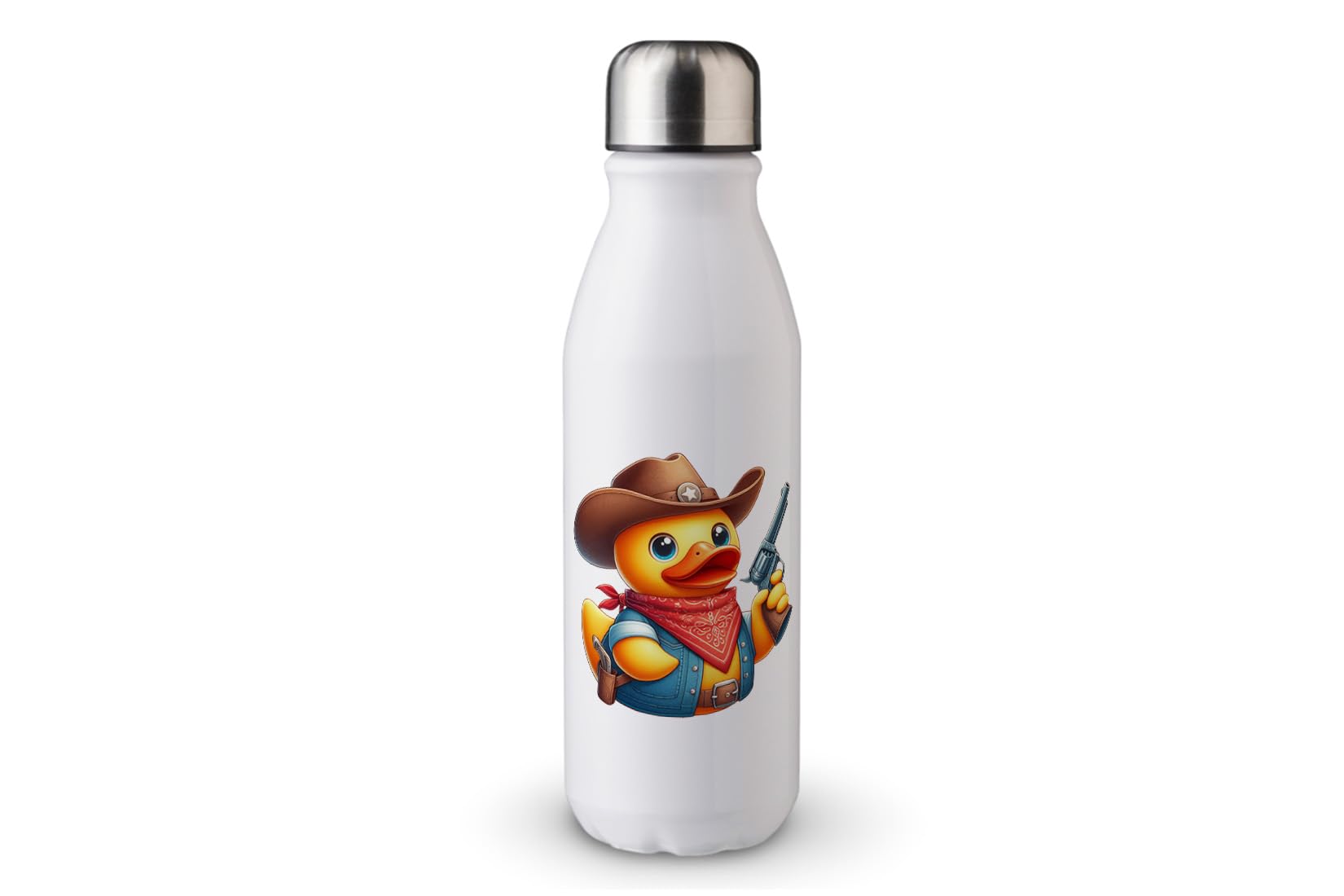 MAXIKIWI - Single Wall Water Drinking Bottle with Screw Cap, Non Insulated Lightweight Aluminium, BPA Free, Leak-Proof - Rubber Duck - 500ml