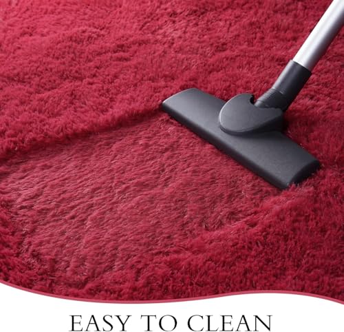 Image of Fluffy Silky Micro Fiber Polyster Carpet /Runner for Bedroom, Study Room, Playing Room, Guest Room ETC. 2x6 feet Feet, (Wine)
