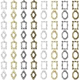 Mxxipp 80 dijes de marco para mujer, marco de fotos gótico, accesorios de uñas de metal 3D para bricolaje, manicura, gafas de sol, álbumes de recortes, marcapáginas, dorado, plateado, dorado retro y