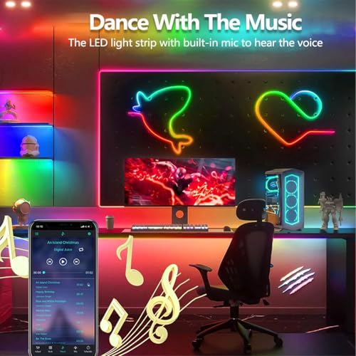 Image of Neon Rope Light, Ws2811 RGB+IC Flexible Led Lights Control with App /Remote, Chase Mode, IP67 Outdoor Waterproof, Music Sync Light Strip for Bedroom (10FT-2)