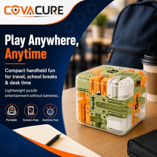 Image of COVACURE 3D Maze Puzzle Cube with Metal Ball Inside, Transparent Handheld Marble Run Brain Teaser Game for Kids & Adults, Engaging Brain Teaser, Stress Relief Challenge (6 CM)