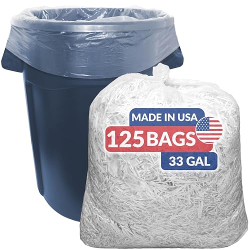 Reli. SuperValue 33 Gallon Trash Bags | 125 Count | Made in USA | Heavy Duty | Clear Multi-Use Garbage Bags