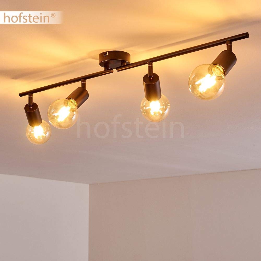 lampada a soffitto Maidford, lampada a soffitto in metallo in nero, a 4 luci, con faretti regolabili, 4 x attacco E27, design retro/vintage spot, senza lampadina/e
