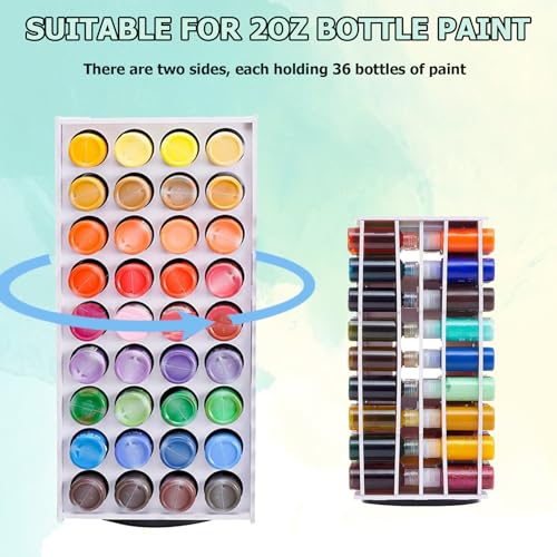 Image of Yolispa Acrylic Paint Organizer, 2oz Craft Paint Storage Organizer with 72 Holes, 360 Spining Paint Organizer, Paint Holder Rack, Vertical Paint Organizer Holder Stand for Apple Barrel, Folkart
