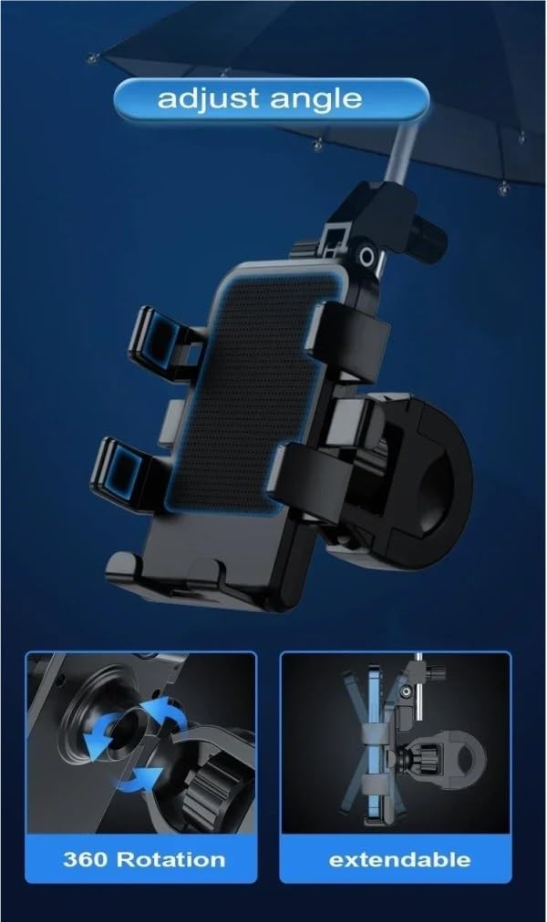 Soporte Móvil Moto Paraguas Impermeable Visera Bici Exterior Scooter Clip Manillar