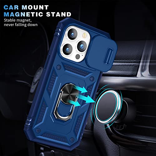 Coque iPhone 14 Pro Max antichoc avec protège-objectif coulissant bleu 6,7"