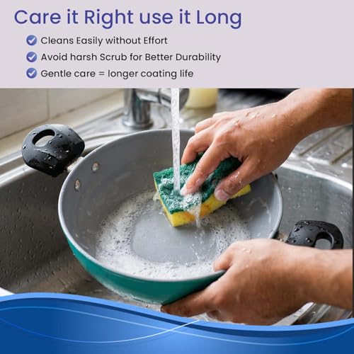 Image of DOZY Elite Premium Non-Stick Deep Kadhai with Cool-Touch Handles, Aqua, 28 cm,1L Capacity, Gas and Induction Compatible