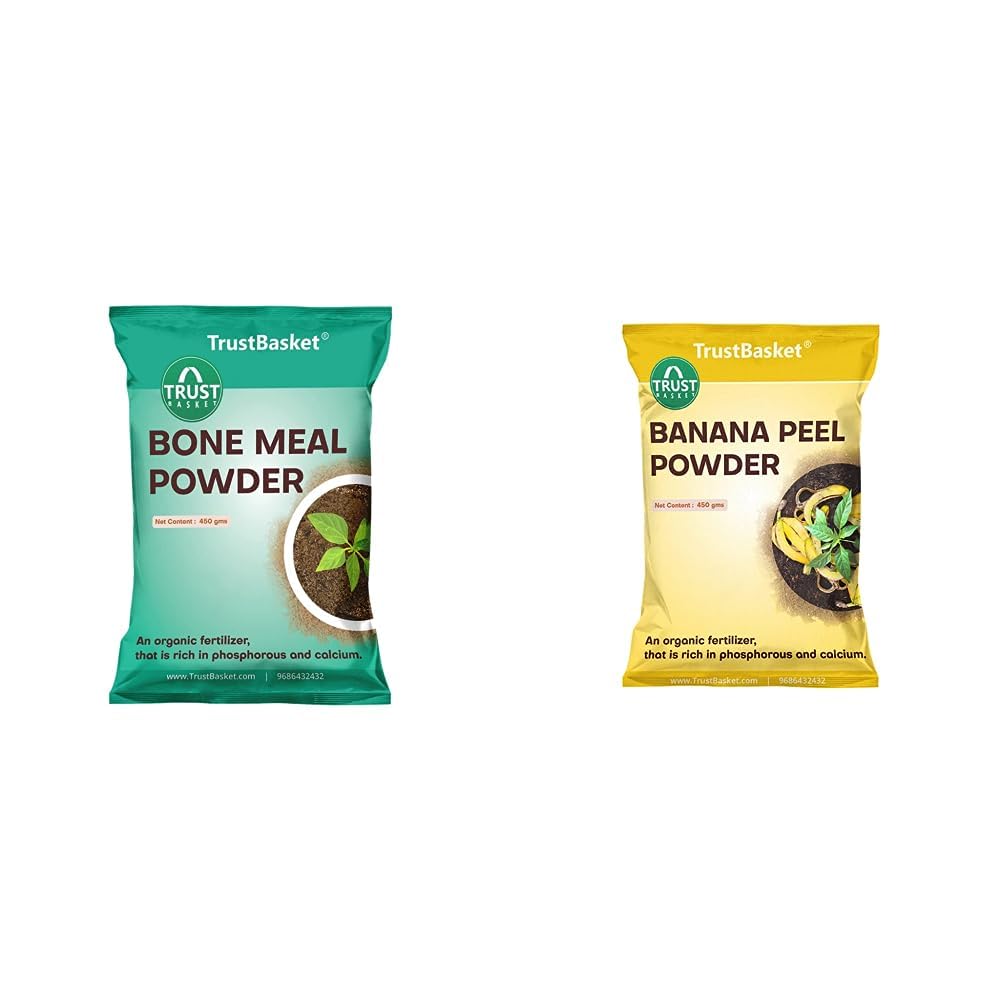 TrustBasket Organic Bone Meal for Plants Home Gardening - 450 Grams (Set of 1) & TrustBasket Banana Peel Powder Organic Fertilizer for Plants (450 Grams) - Pack of 1 (B0CCV3VTRD) Amazon Price History, Amazon Price Tracker