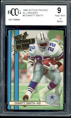 Emmitt Smith Rookie Card 1990 Action Packed All-Madden 9 BGS BCCG 9
